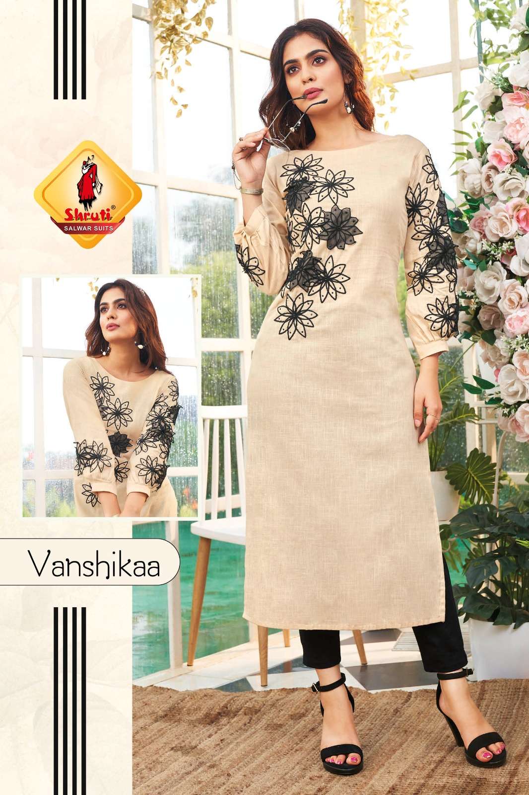 KKASHISH VOL 29 PURE COTTON LINEN WITH DIFFERENT TYPES OF STYLISH EMBROIDERY WORK KURTI BY SHRUTI SUITS BRAND VANSHIKAA